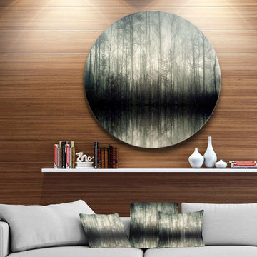 Beautiful Gray Forest in Germany - Landscape Circle Metal Wall Decor